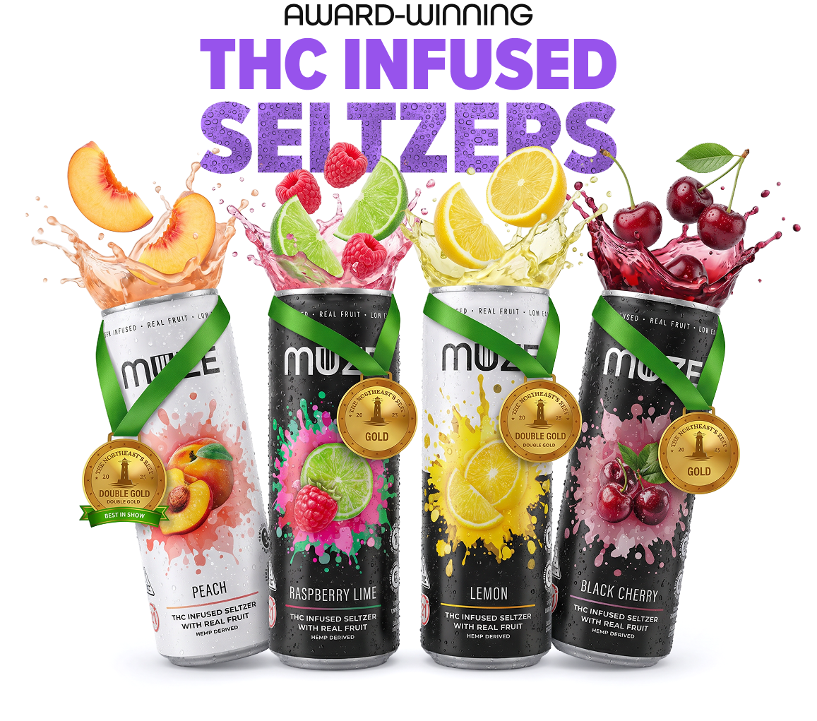 Muze award-winning THC infused seltzers banner