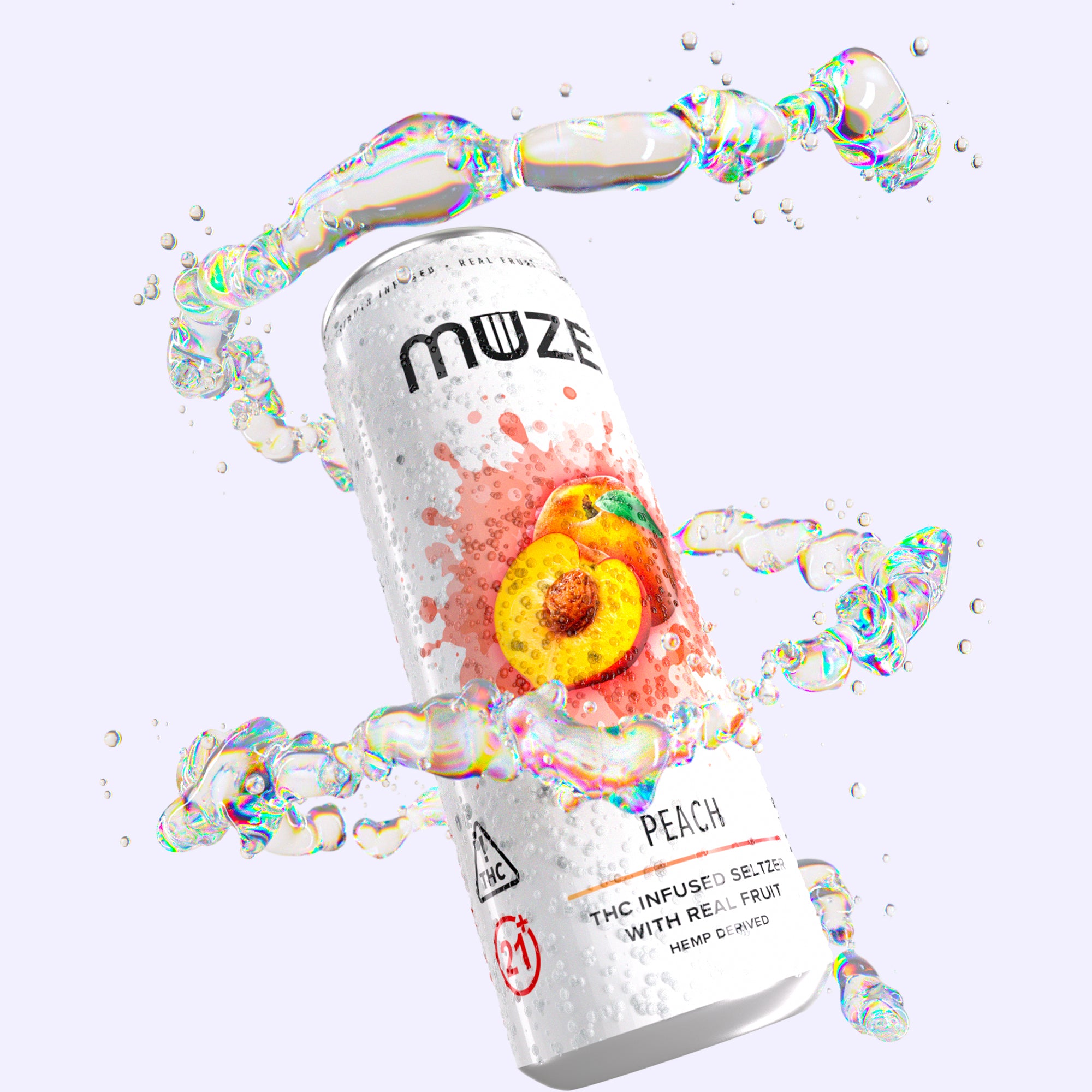 MUZE Peach Seltzer - 3, 5, & 10mg | 4 12 & 24 pack | Drink Muze