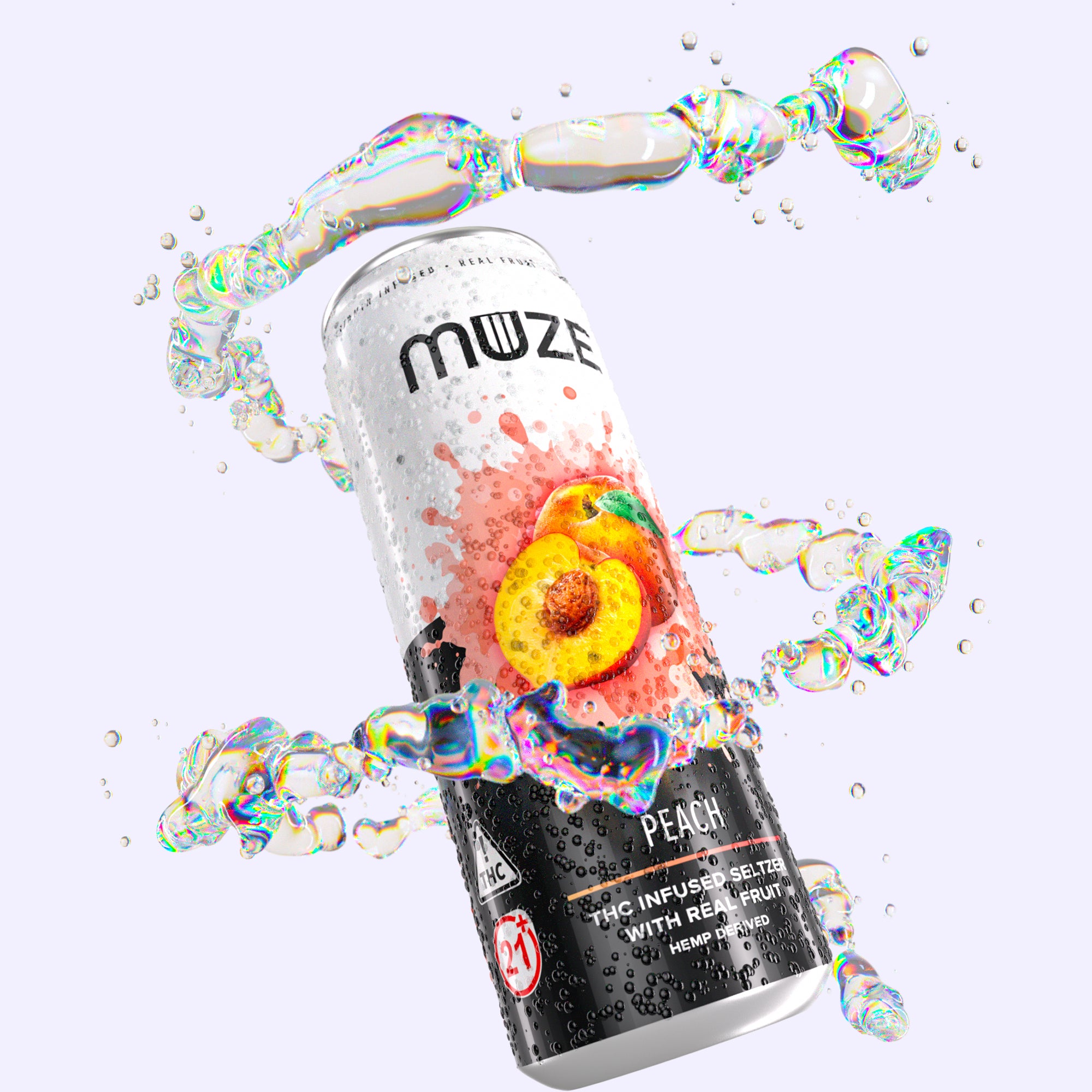 MUZE Peach Seltzer - 3, 5, & 10mg | 4 12 & 24 pack | Drink Muze